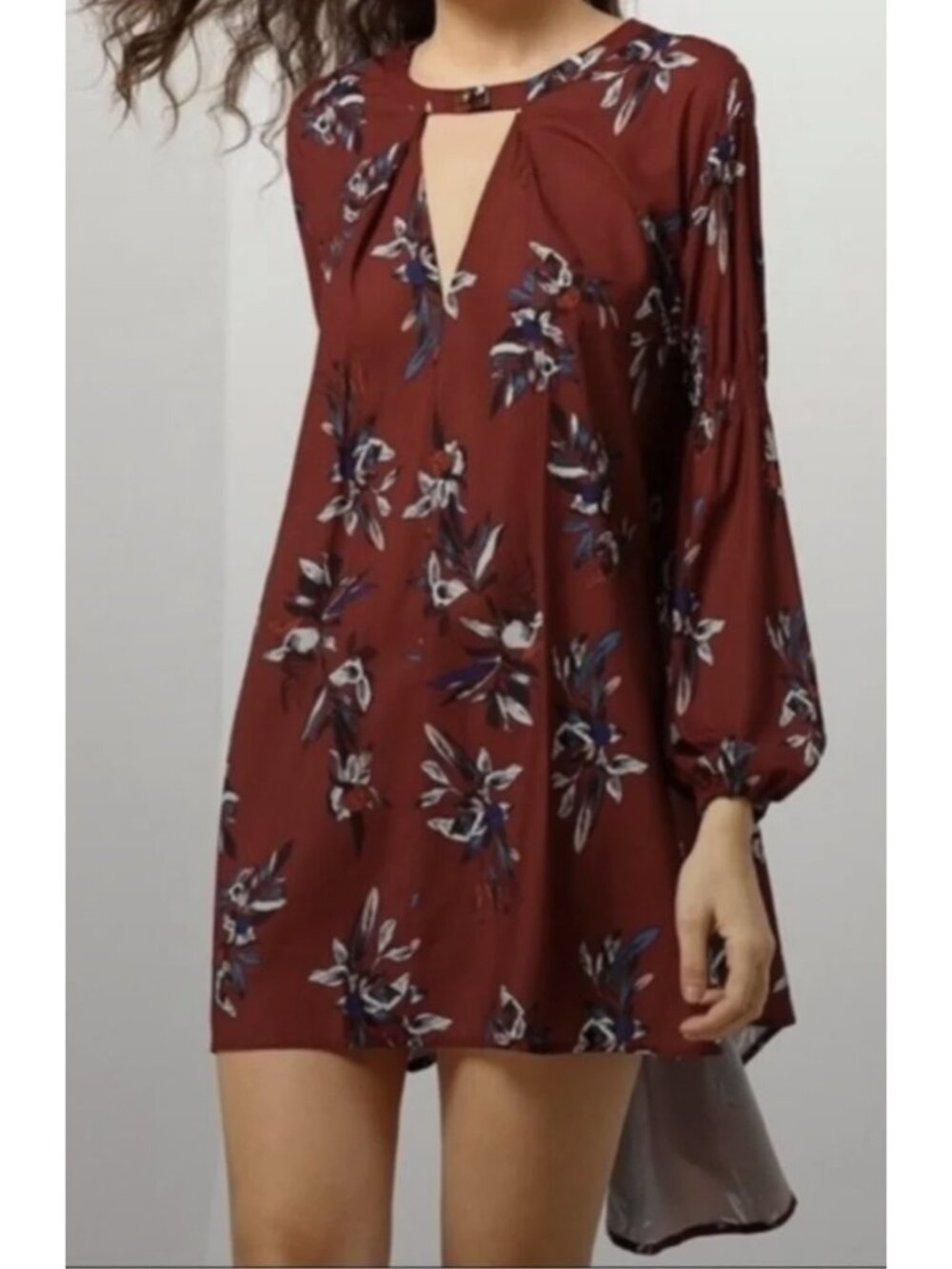 FREE PEOPLE Tree Swing Tunic Dress Electric Orchid Floral Medium Boho Festival